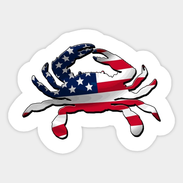 Stars and Stripes crab Sticker by Hook Ink